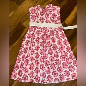 Lilly Pulitzer strapless embroidered flower dress.